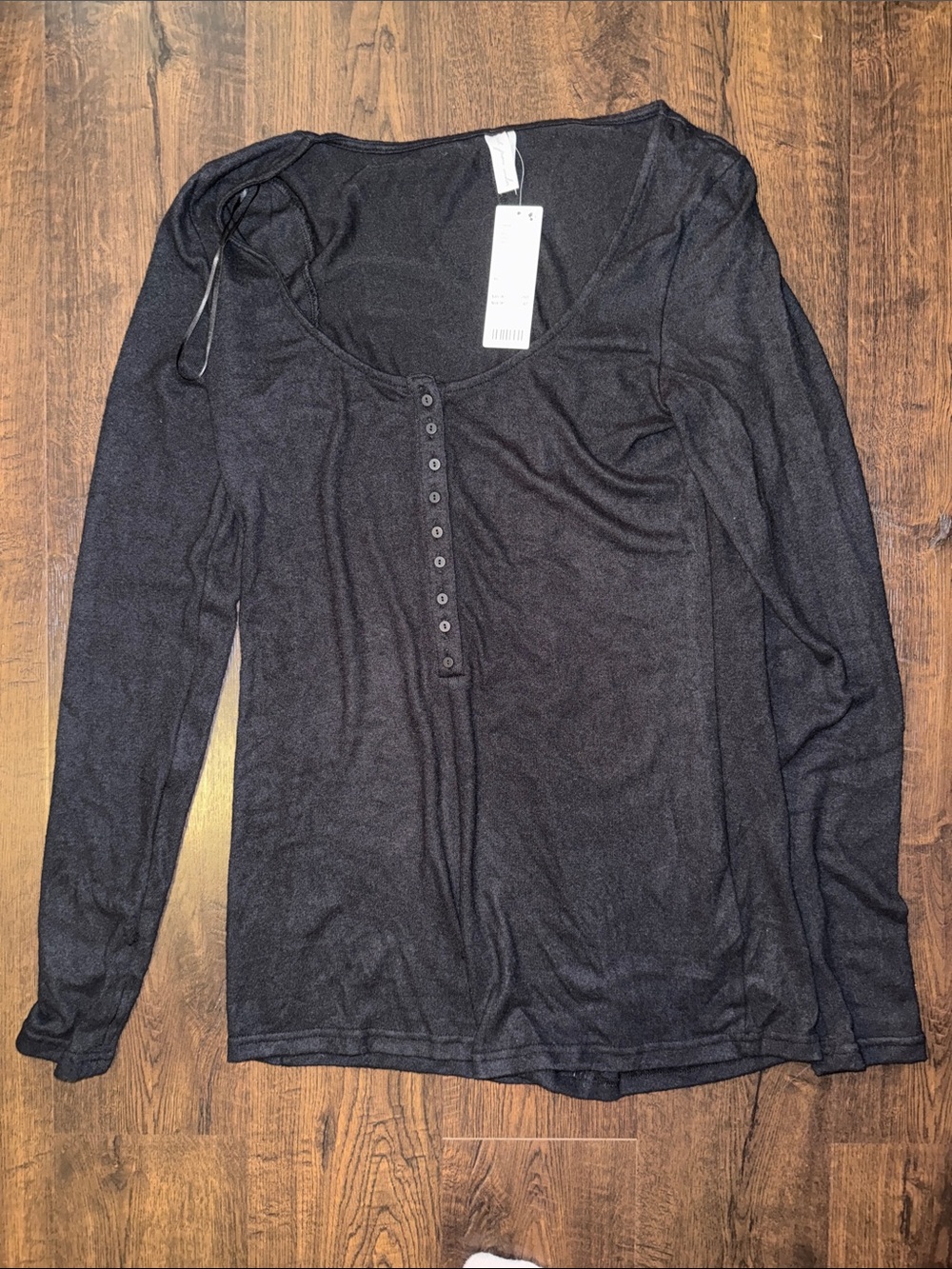 Urban Outfitters Black Long-Sleeve Henley Top